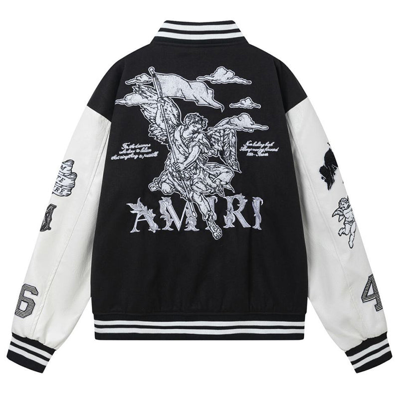AMRI Angel Branded Woven Varsity Jacket