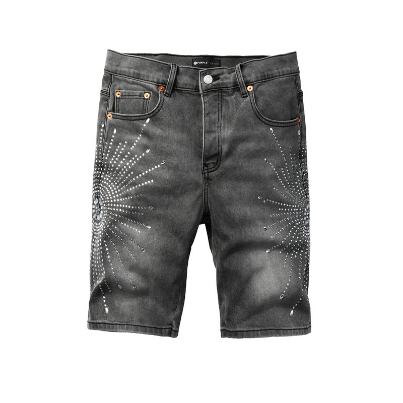 Purple Brand Crystal Diamond Denim Shorts #5094