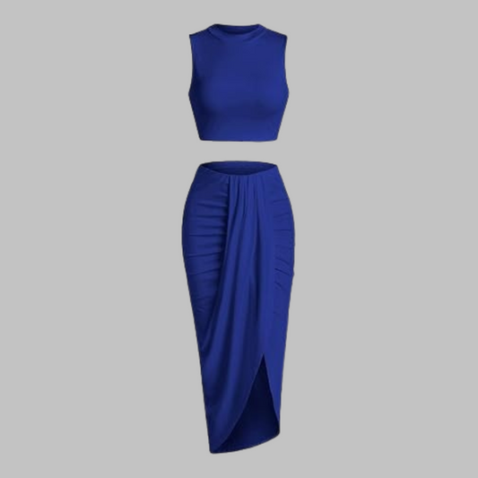 MANUELA™ - Elegant Pleated Slit Long Skirt Set