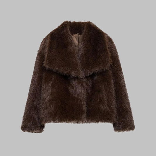 NESRIN™ - Classy Long Sleeve Collared Fuzzy Coat