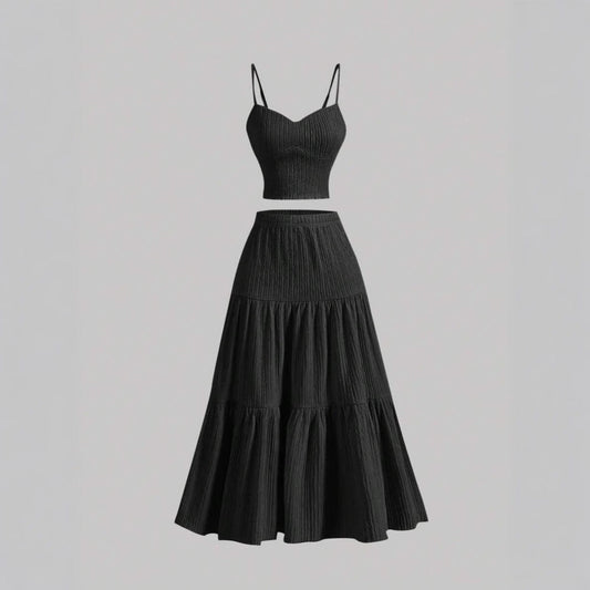 DALI™ - Comfy Sleeveless Crop Top and A-Line Skirt Set